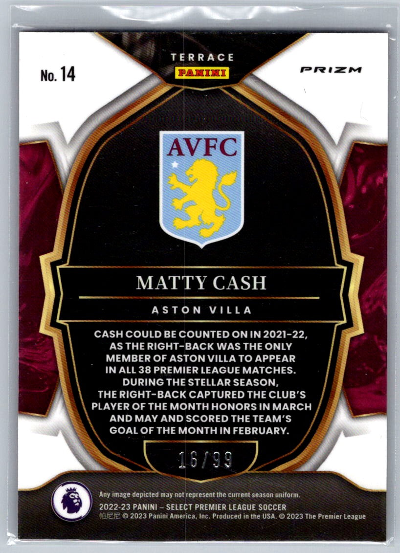 Matty Cash (Aston Villa) Terrace Pink /99 Panini Select Premier League 22-23