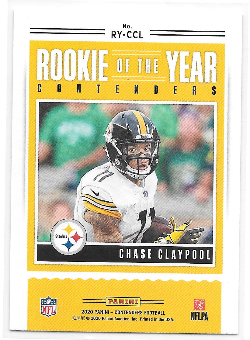 Chase Claypool (Pittsburgh Steelers) Rookie of the Year Panini Contenders Football 2020