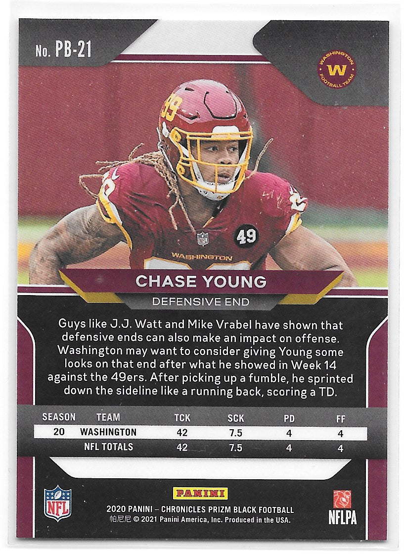 Chase Young (Washington Commanders) Prizm Black RC Panini Chronicles Football 2020