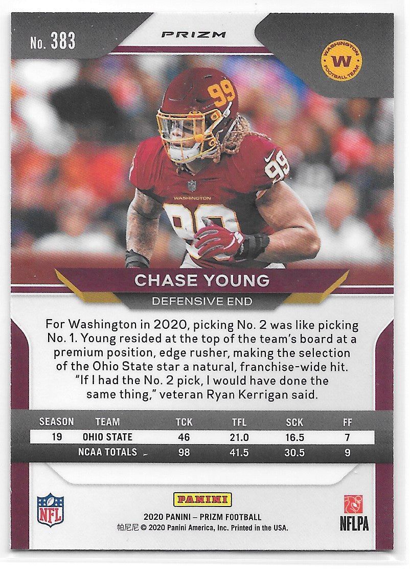 Chase Young (Washington) Red White Blue RC Panini Prizm Football 2020