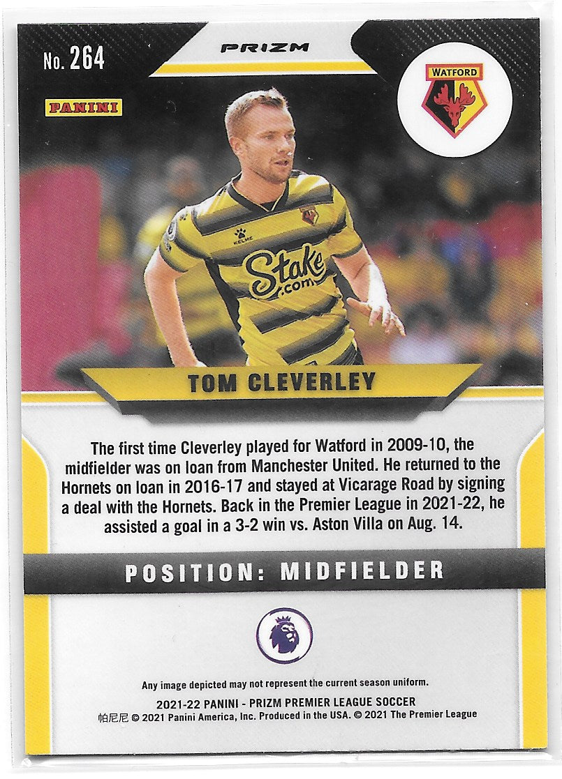 Tom Cleverly (Watford) Green Mojo Panini Prizm Premier League 21-22