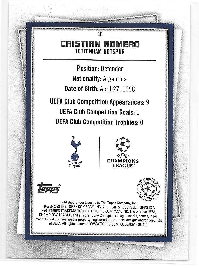 Cristian Romero (Tottenham Hotspur) Mystic Topps SuperStars 22-23