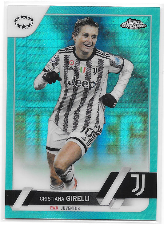 Cristiana Girelli (Juventus) Aqua Prism Refractor Topps Chrome UEFA Women’s Champions League 22-23