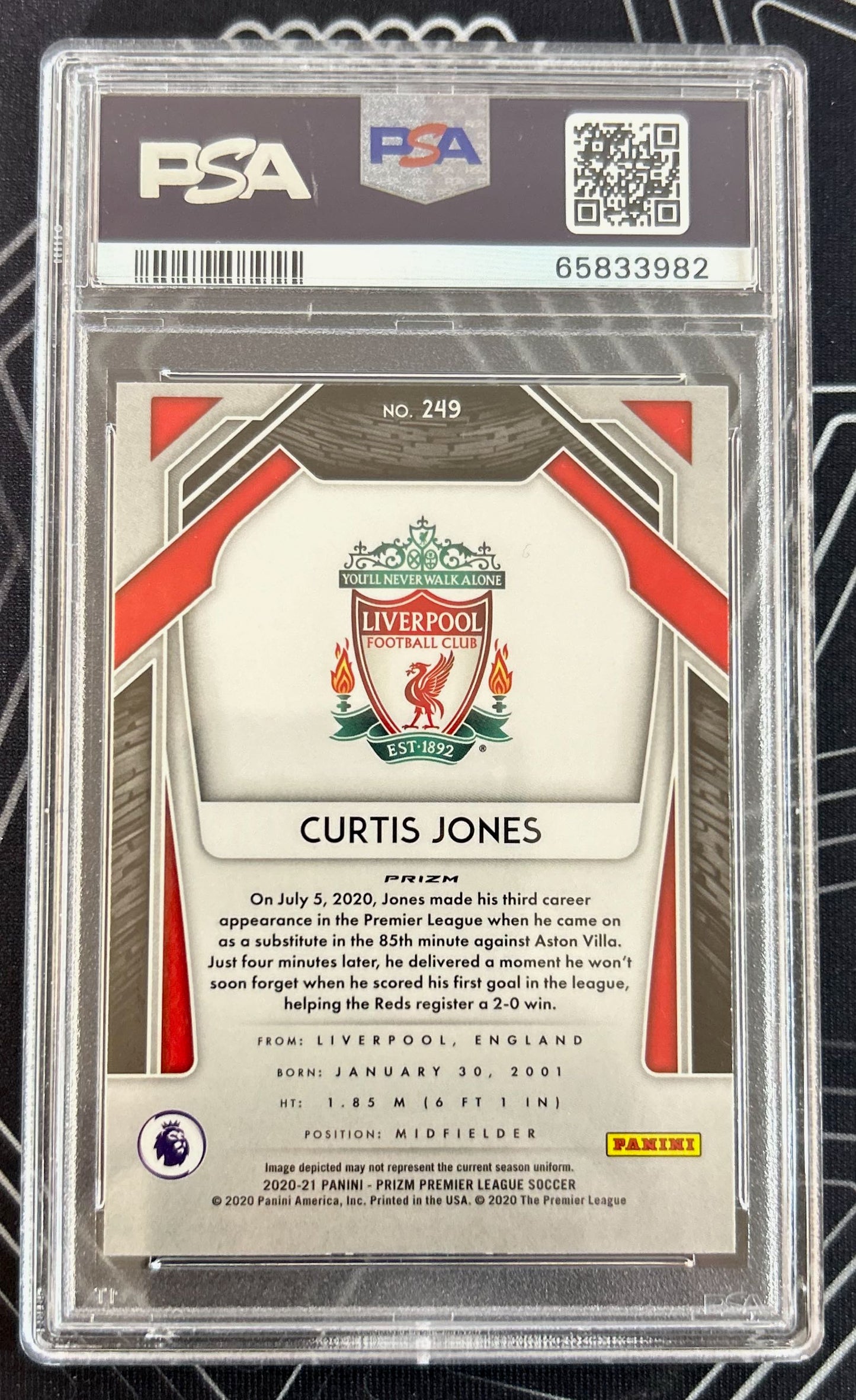 Curtis Jones (Liverpool FC) Red Ice RC Panini Prizm Premier League 20-21 PSA 9 Pop 3