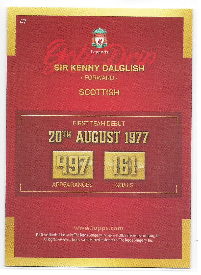 Sir Kenny Dalglish (Liverpool FC) Gold Drip Topps Liverpool Team Set 22-23