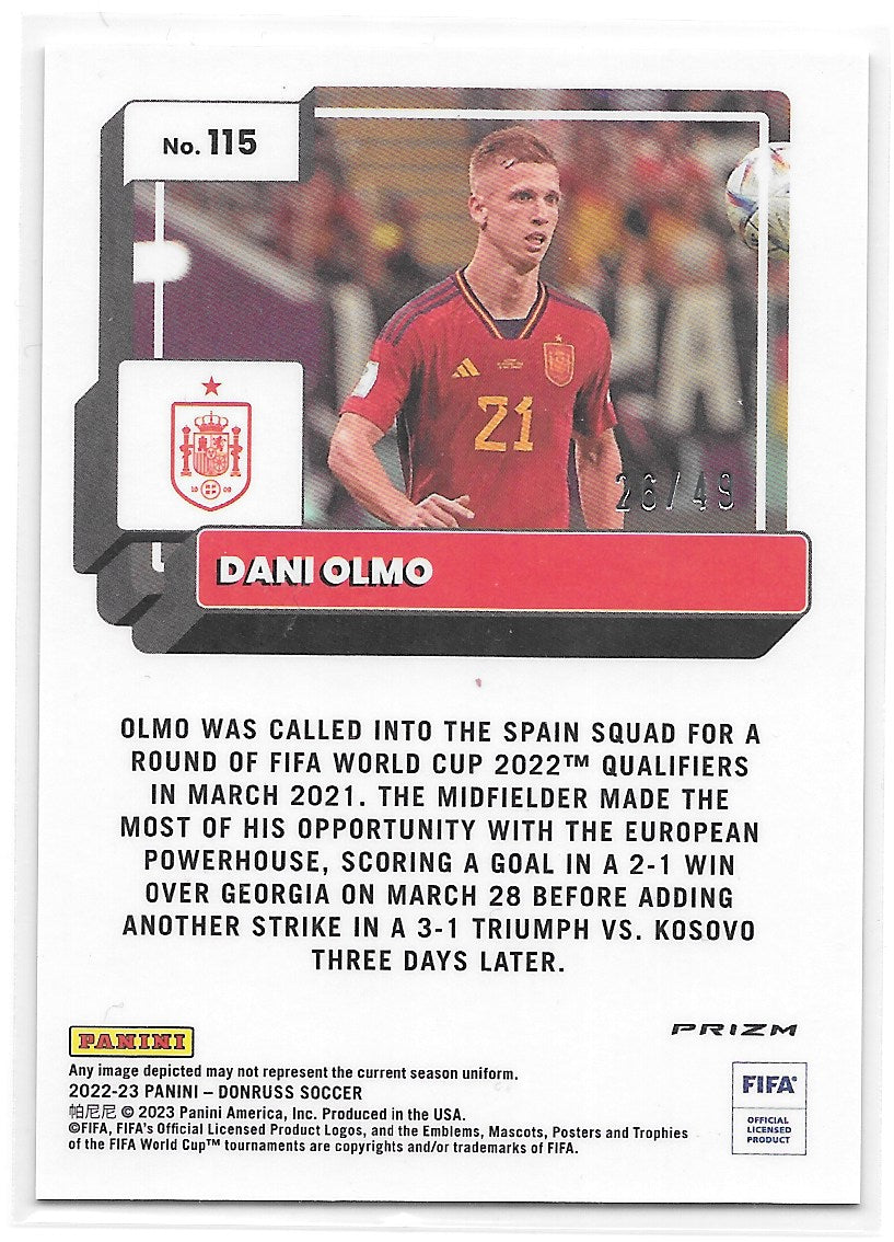 Dani Olmo (Spain) Optic Teal Mojo /49 Panini Donruss FIFA 22-23