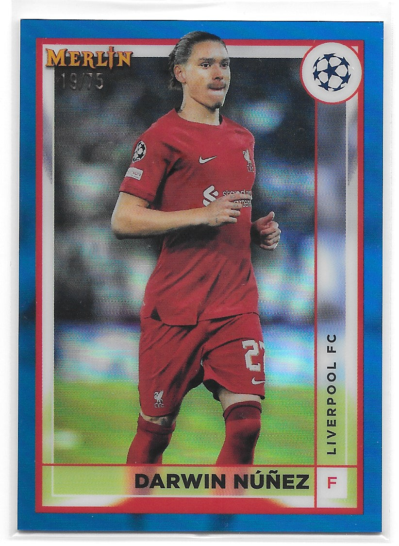 Darwin Nuñez (Liverpool FC) Blue Refractor /75 Topps Merlin Chrome UCC 22-23