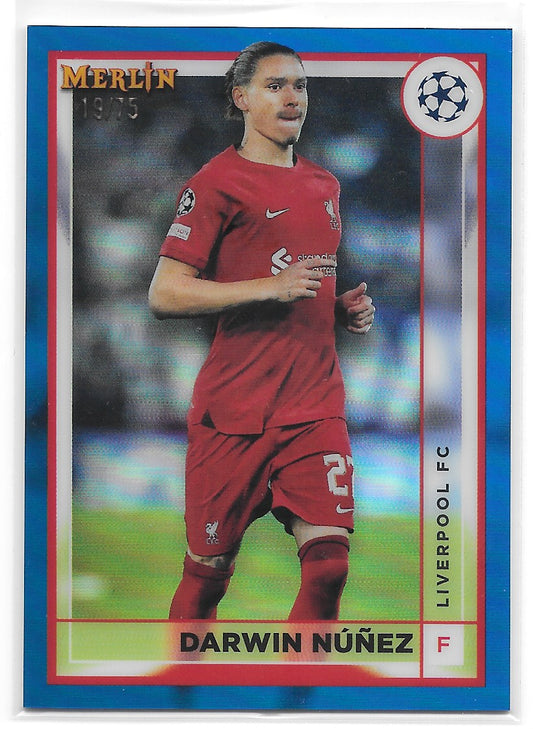 Darwin Nuñez (Liverpool FC) Blue Refractor /75 Topps Merlin Chrome UCC 22-23