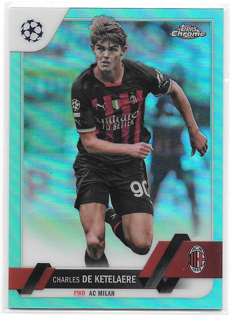 Charles De Ketelaere (AC Milan) Aqua Refractor /199 Topps Chrome UEFA Club Competitions 22-23