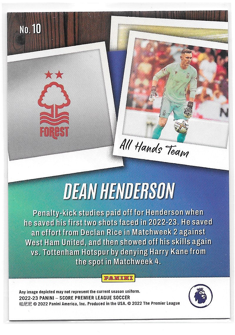 Dean Henderson (Nottingham Forest FC) All Hands Team Purple Laser /15 Panini Score Premier League 22-23