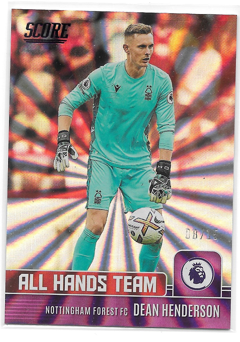 Dean Henderson (Nottingham Forest FC) All Hands Team Purple Laser /15 Panini Score Premier League 22-23