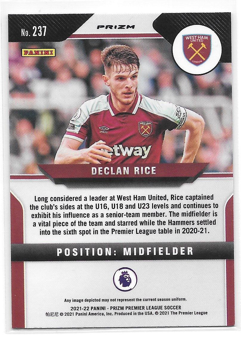 Declar Rice (West Ham United) Green Mojo Panini Prizm Premier League 21-22