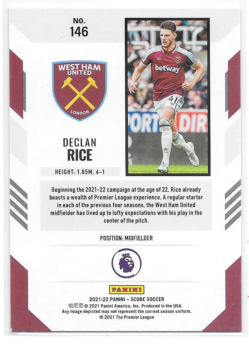 Declan Rice (West Ham United) Red Laser Panini Score Premier League 21-22