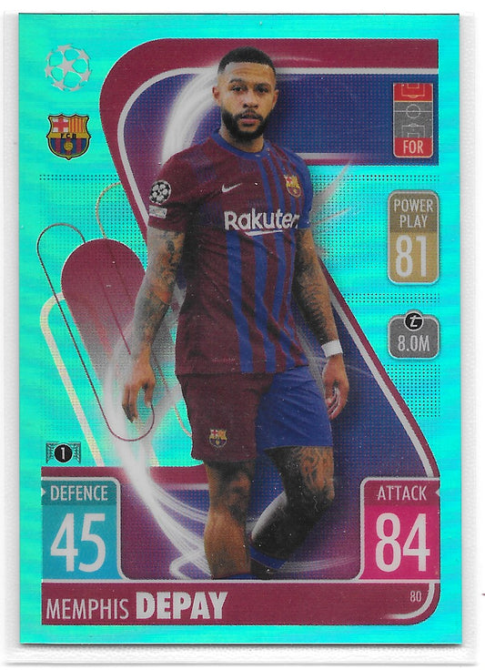 Memphis Depay (FC Barcelona) Aqua Refractor /150 Topps Chrome Match Attax UEFA 21-22