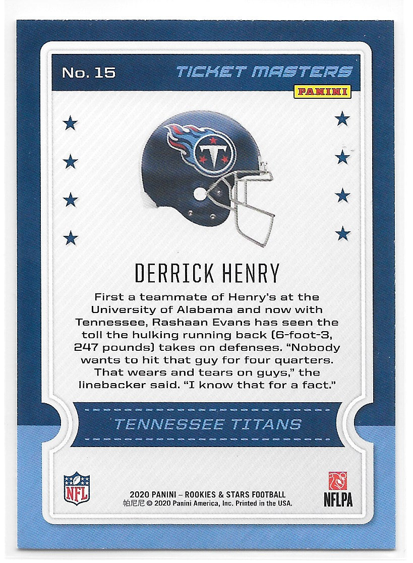 Derrick Henry (Tennessee Titans) Ticket Masters Panini Rookies & Stars Football 2020