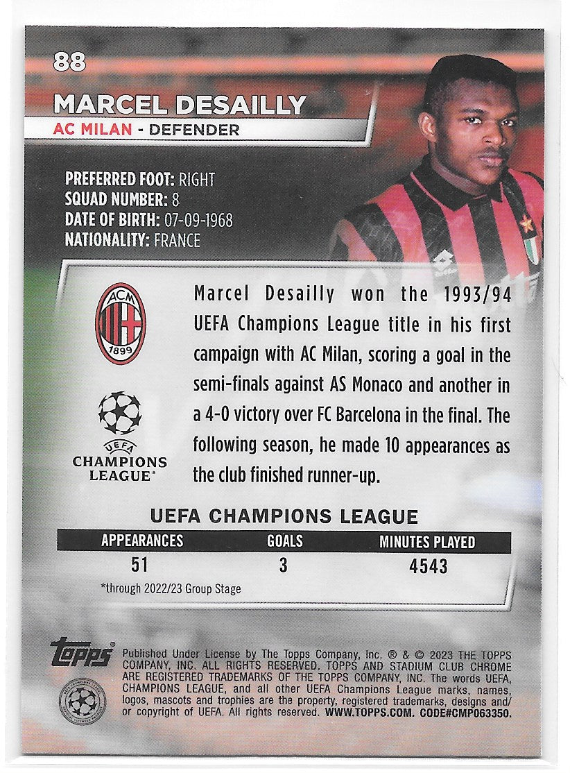 Marcel Desailly (AC Milan) Base Topps Stadium Club Chrome 22-23