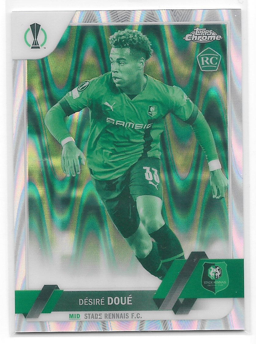 Desire Doue (Stade Rennais FC) Night Vision Ray Wave /225 RC Topps Chrome UEFA Club Competitions 22-23