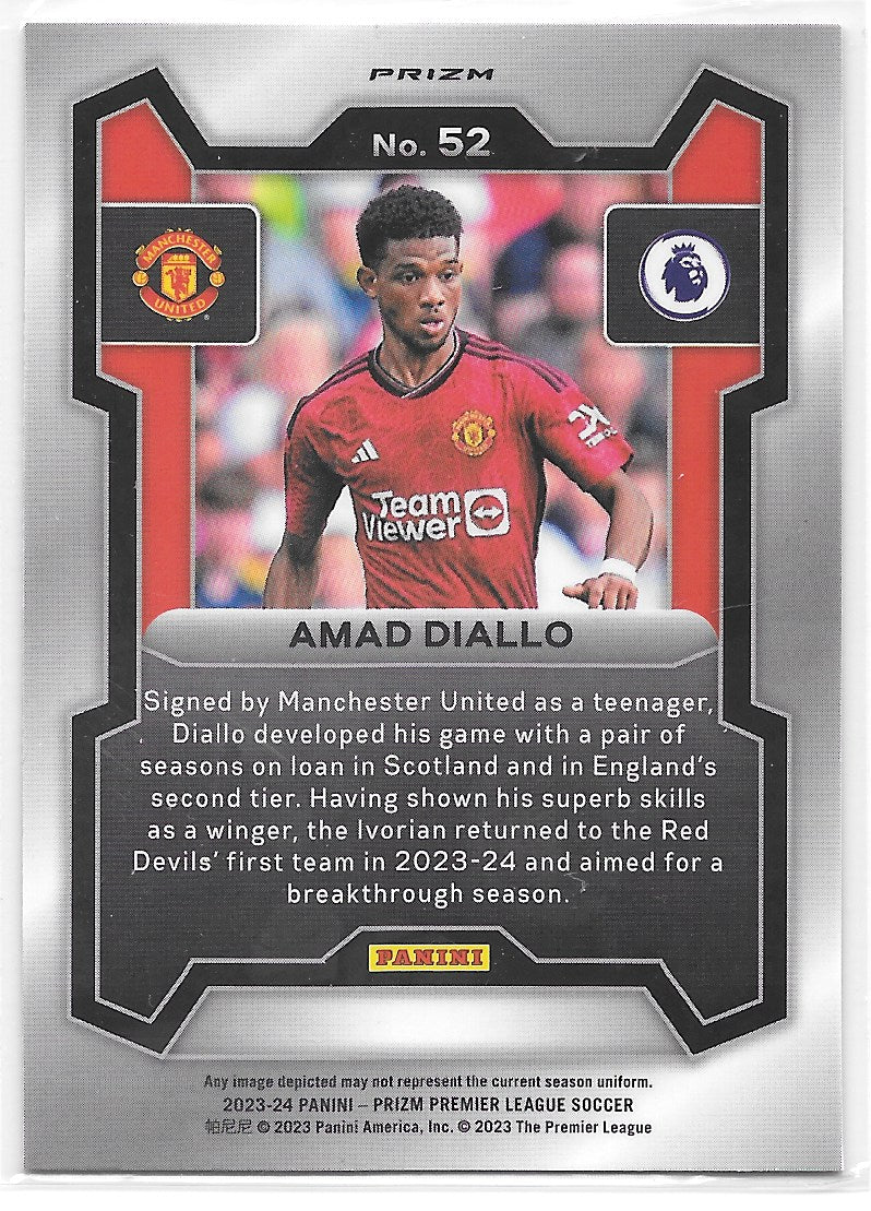 Amad Diallo (Manchester United) Orange Hyper Panini Prizm Premier League 23-24