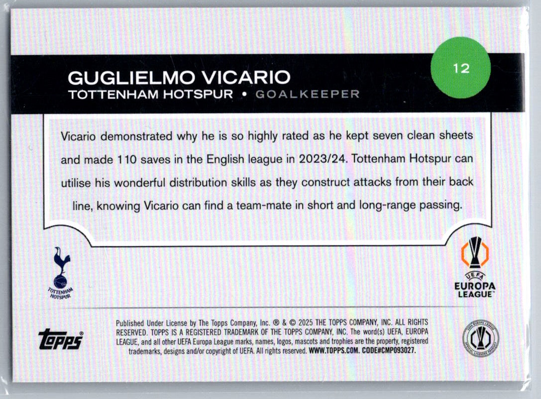 Guglielmo Vicario (Tottenham Hotspur) Rain Drops Topps UCC Flagship 24-25