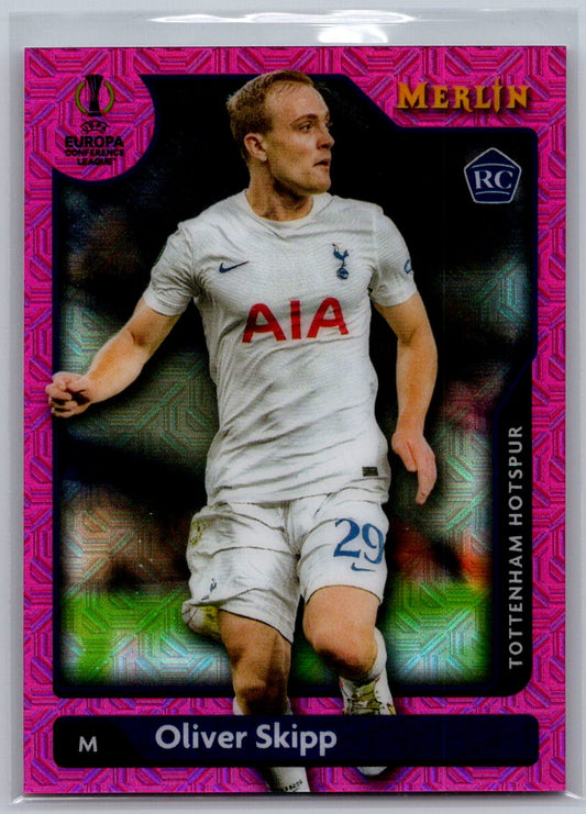Olver Skipp (Tottenham Hotspur) Pink Mojo Refractor /275 RC Topps Merlin Chrome UCC 21-22