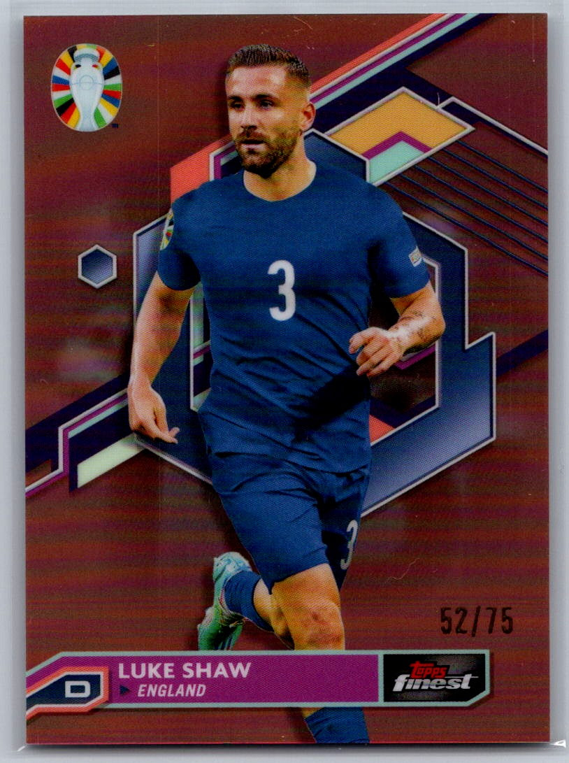 Luke Shaw (England) Rose Gold Refractor /75 Topps Finest Road to UEFA Euro 2024