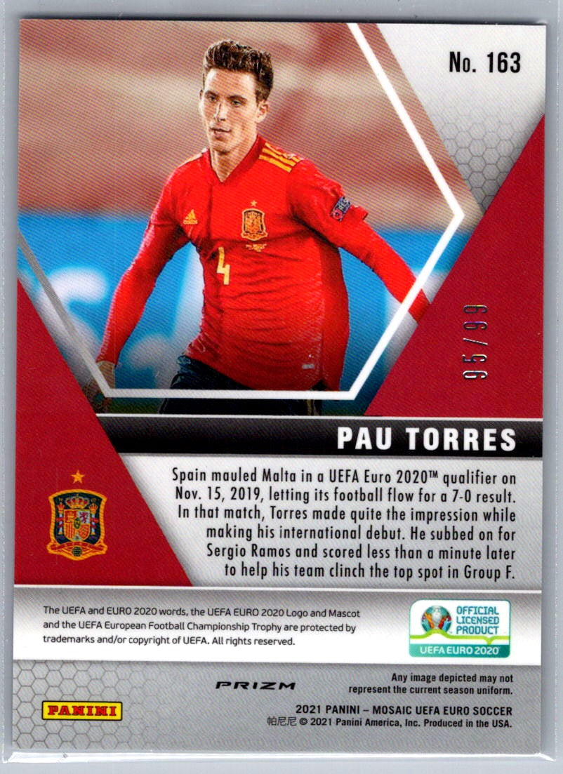 Pau Torres (Spain) Mosaic Blue /99 Panini Mosaic UEFA Euro 2020