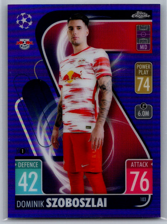 Dominik Szoboszlai (RB Leipzig) Purple Refractor /299 Topps Chrome Match Attax UEFA 21-22