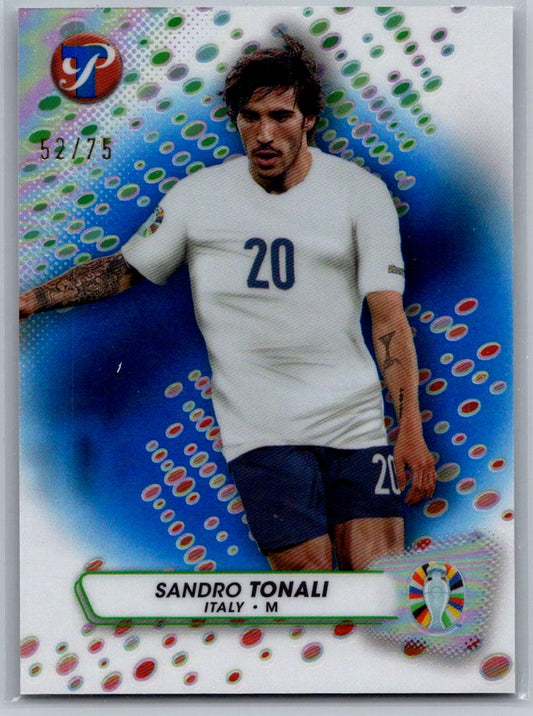 Sandro Tonali (Italy) Blue Refractor /75 Topps Pristine Road to Euro 2024