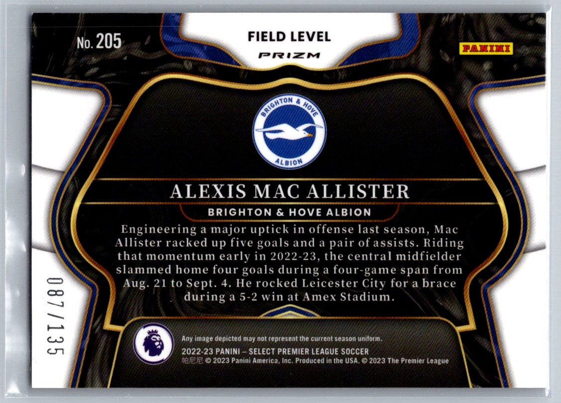 Alexis Mac Allister (Brighton & Hove Albion) Field Level Purple /135 Panini Select Premier League 22-23
