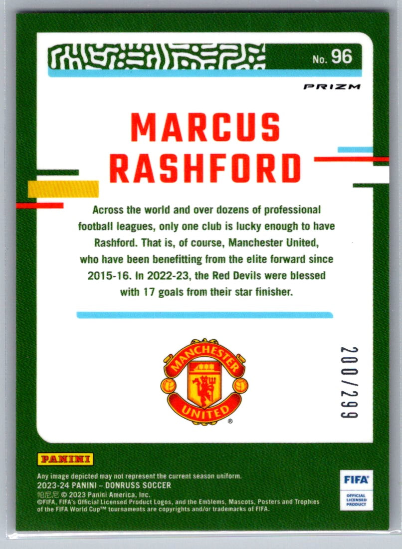 Marcus Rashford (Manchester United) Optic Red /299 Panini Donruss FIFA Soccer 23-24