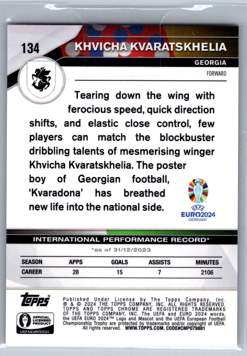 Kvicha Kvaratskhelia (Georgia) Color Match Refractor /99 Topps Chrome UEFA Euro 2024