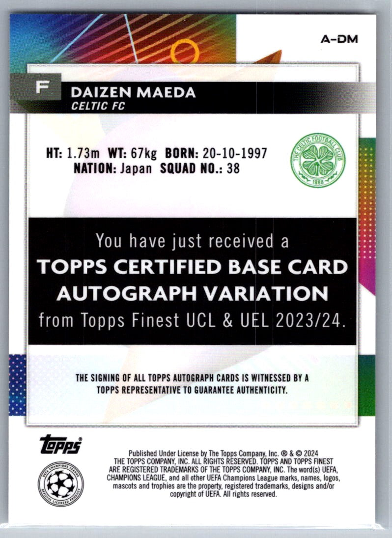 Daizen Maeda (Celtic FC) Auto Topps Finest UCC 23-24