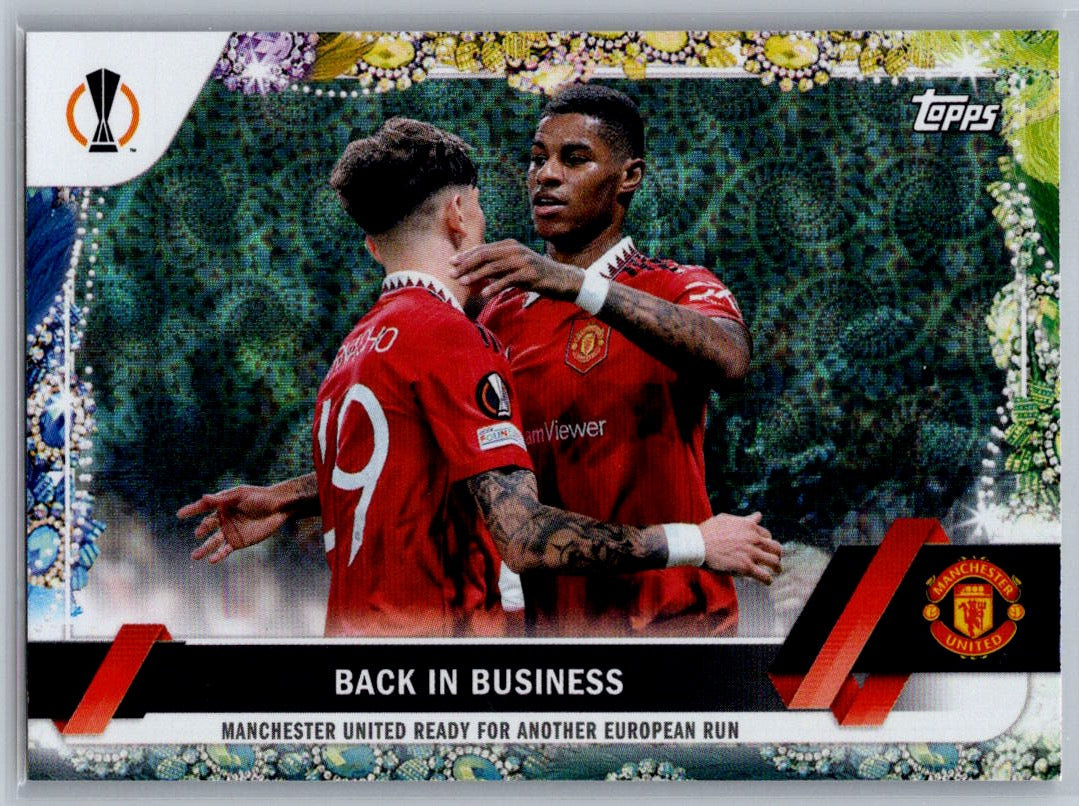 Back In Business (Manchester United) Green /75 Topps Carnaval UCC 22-23