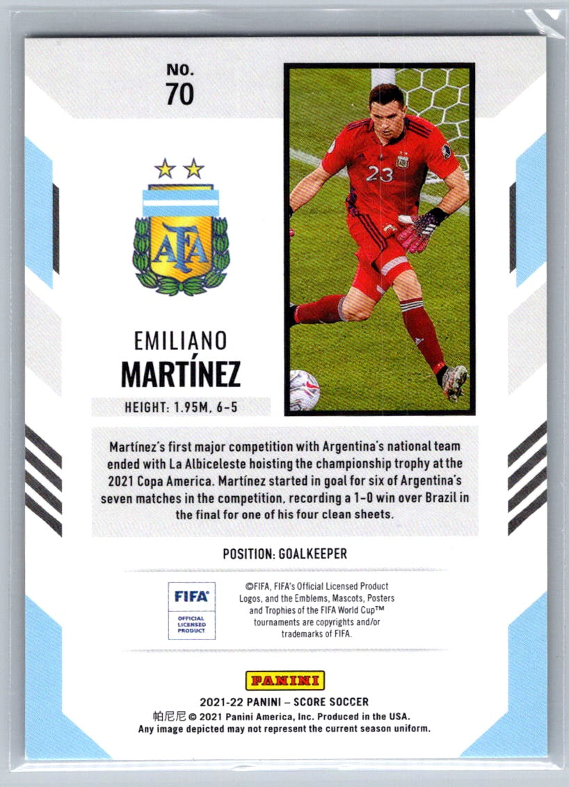 Emiliano Martinez (Argentina) Orange Lava /99 Panini Score FIFA Soccer 21-22