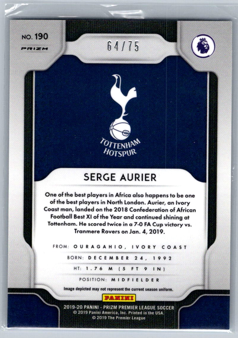 Serge Aurier (Tottenham Hotspur) Blue Ice /75 Panini Prizm Premier League 19-20
