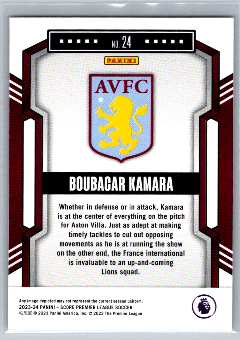 Boubacar Kamara (Aston Villa) Teal Swirl /15 Panini Score Premier League 23-24