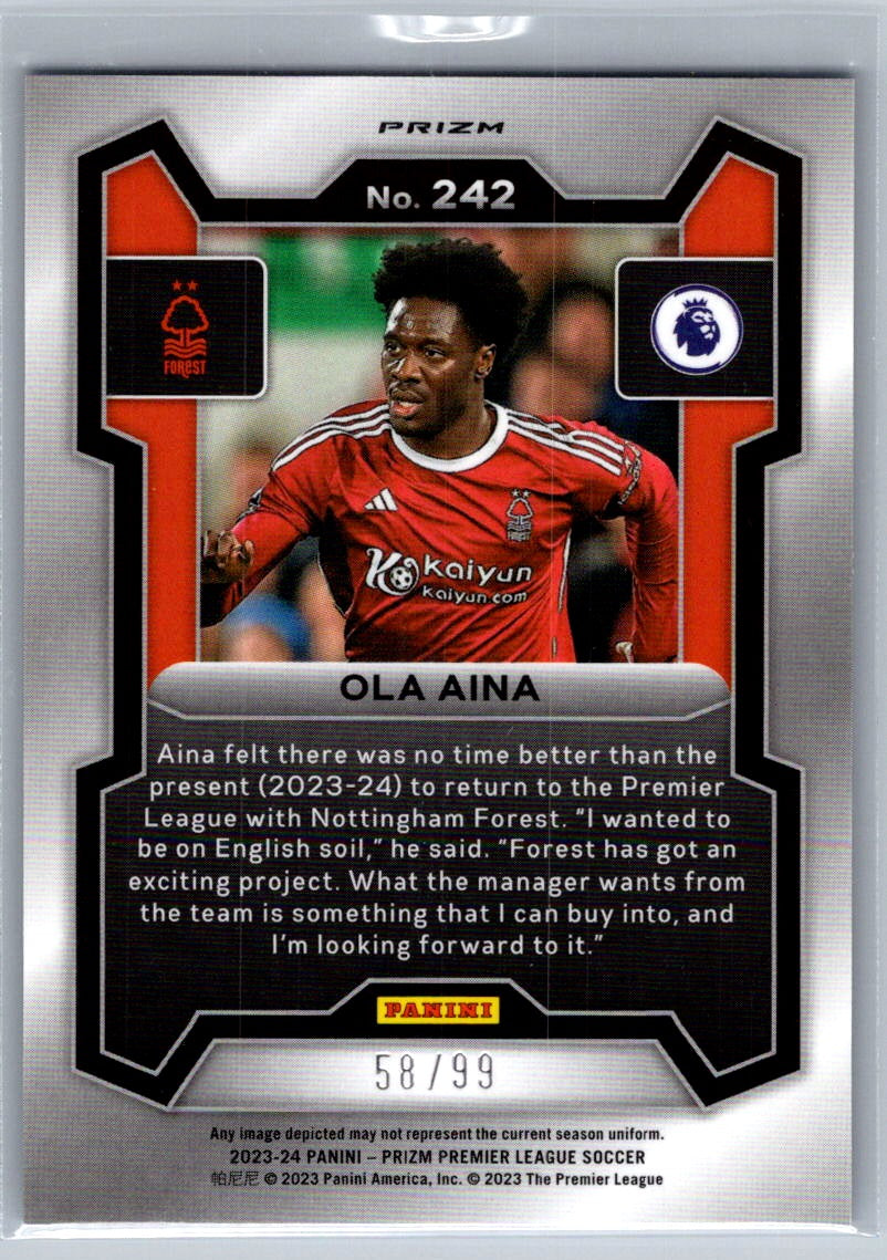 Ola Aina (Nottingham Forest) Breaway Blue /99 Panini Prizm Premier League 23-24