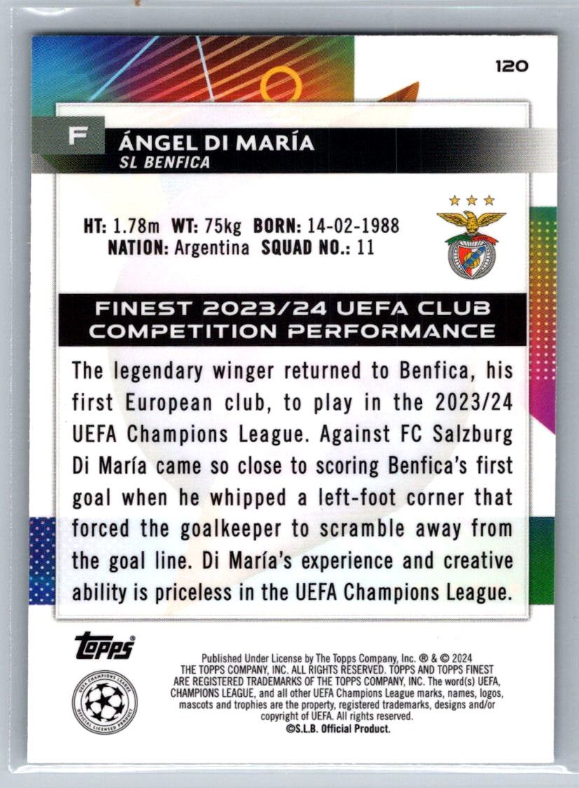 Angel Di Maria (Benfica) Green Refractor /99 Topps Finest UCC 23-24