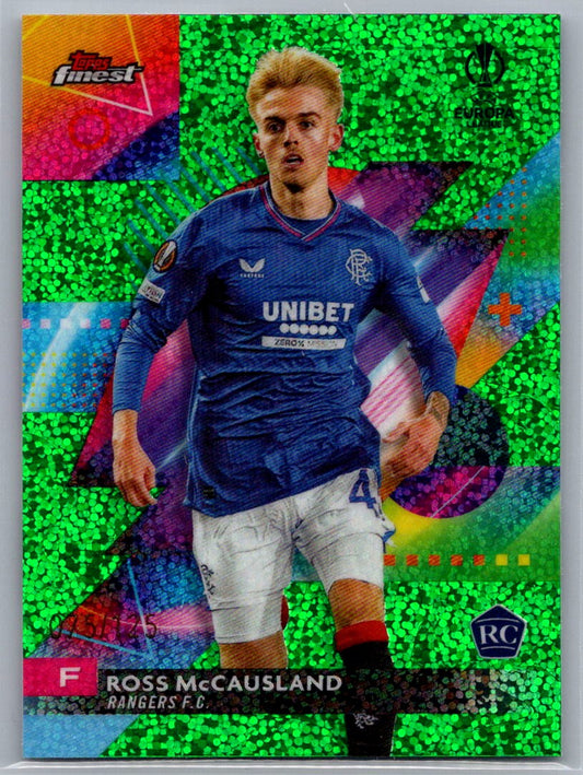 Ross McCausland (Rangers FC) Green Speckle Refractor /125 RC Topps Finest UCC 23-24