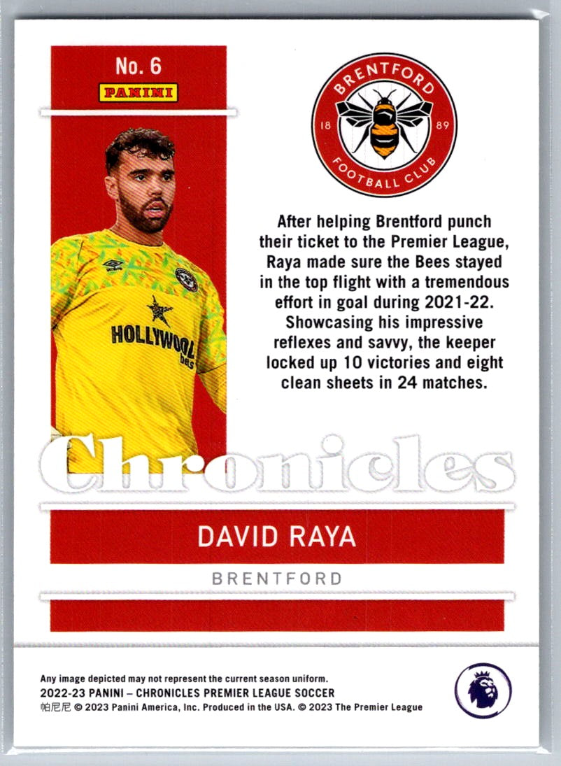 David Raya (Brentford) Chronicles /99 Panini Chronicles Premier League 22-23