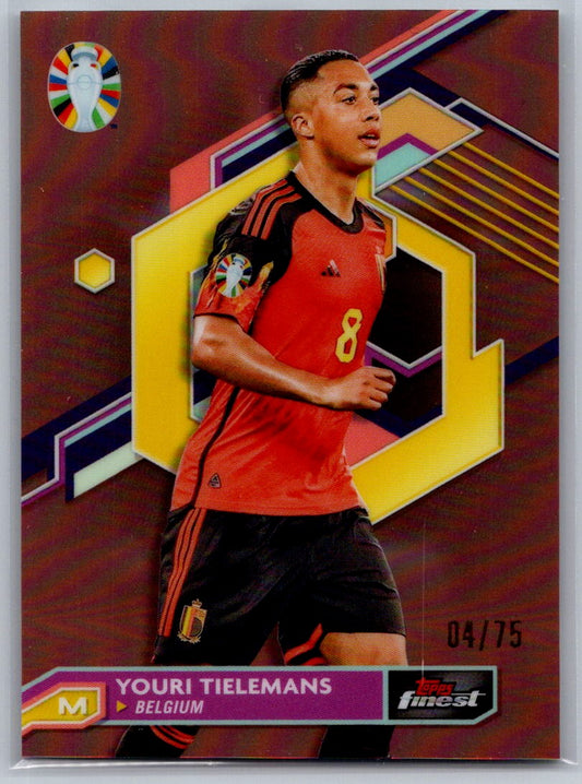 Youri Tielemans (Belgium) Rose Gold Refractor /75 Topps Finest Road to UEFA Euro 2024