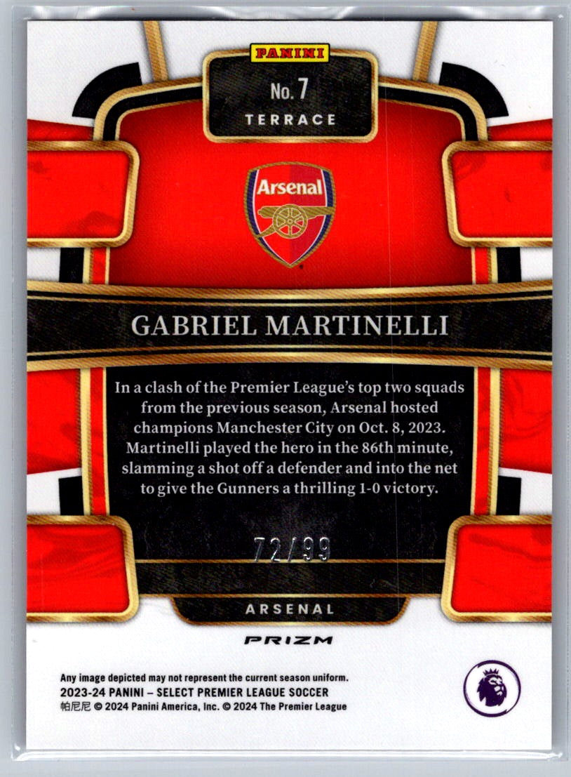 Gabriel Martinelli (Arsenal) Terrace Pink /99 Panini Select Premier League 23-24