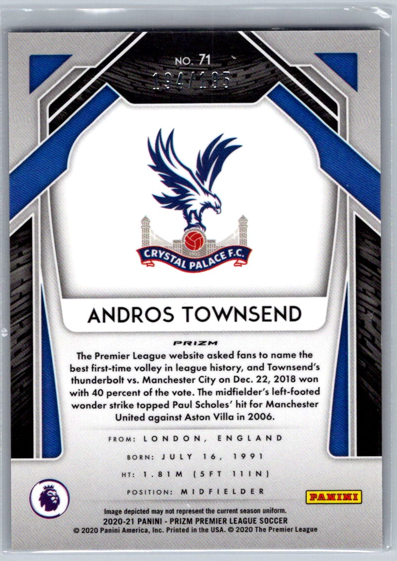 Andros Townsend (Crystal Palace) Breakaway Blue /195 Panini Prizm Premier League 20-21