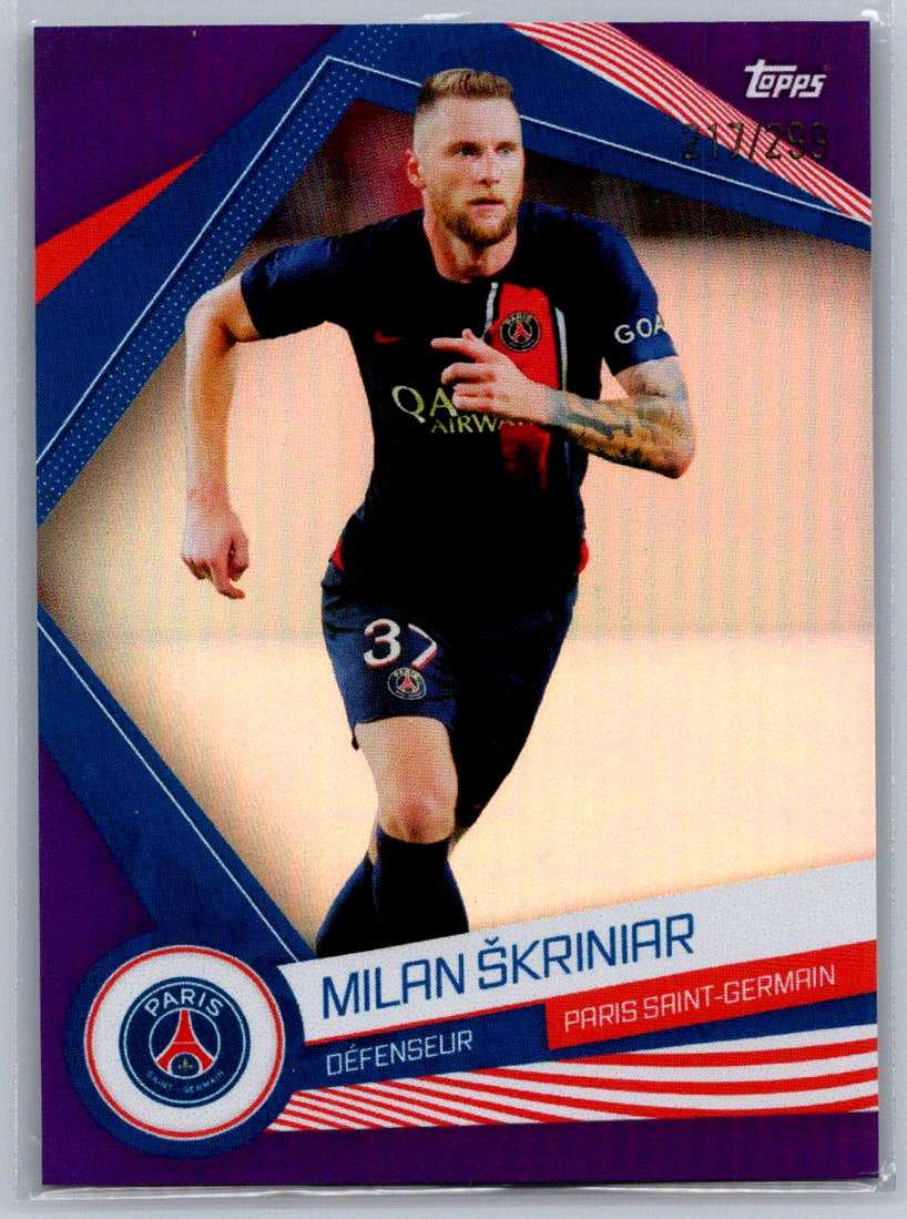 Milan Skriniar (PSG) Purple /299 Topps PSG Fan Set 23-24