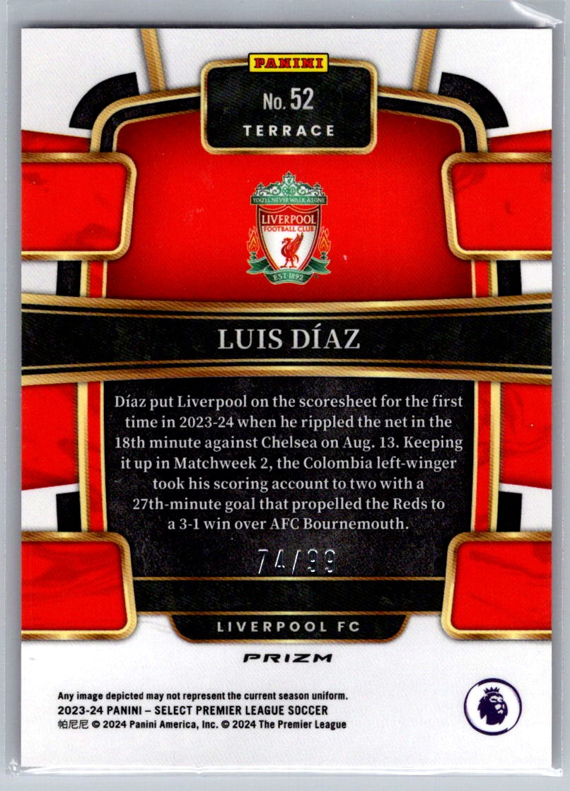 Luis Diaz (Liverpool) Terrace Pink /99 Panini Select Premier League 23-24