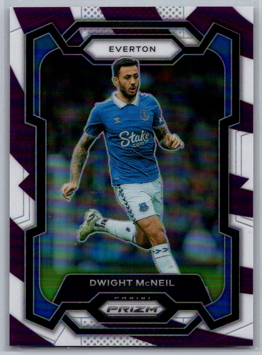 Dwight McNeil (Everton) Purple & White Stripes /92 Panini Prizm Premier League 23-24