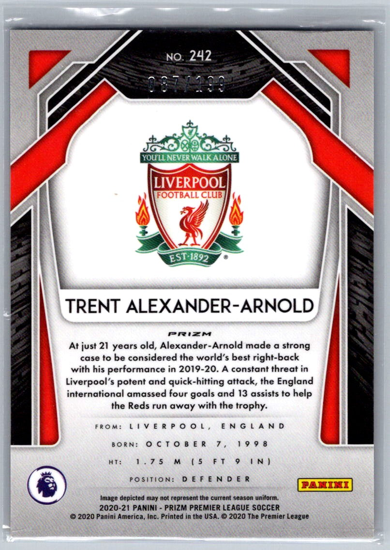 Trent Alexander-Arnold (Liverpool) Blue Prizm /199 Panini Prizm Premier League 20-21