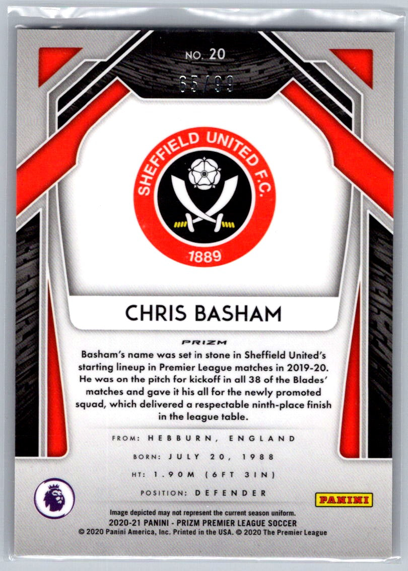 Chris Basham (Sheffield United) Purple Prizm /99 Panini Prizm Premier League 20-21