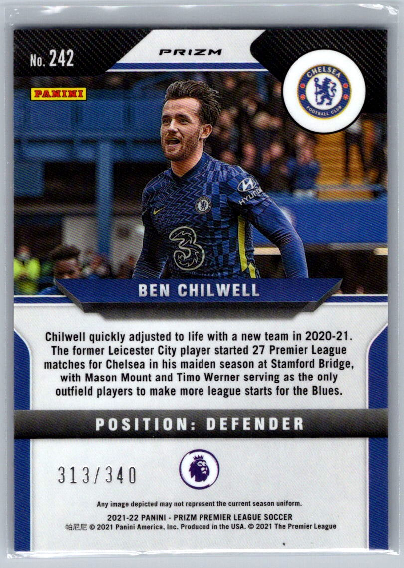Ben Chilwell (Chelsea) Blue Prizm /340 Panini Prizm Premier League 21-22