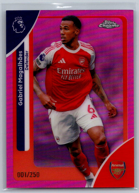 Gabriel Magalhaes (Arsenal) Pink Refractor /250 Topps Chrome Premier League 2025-26